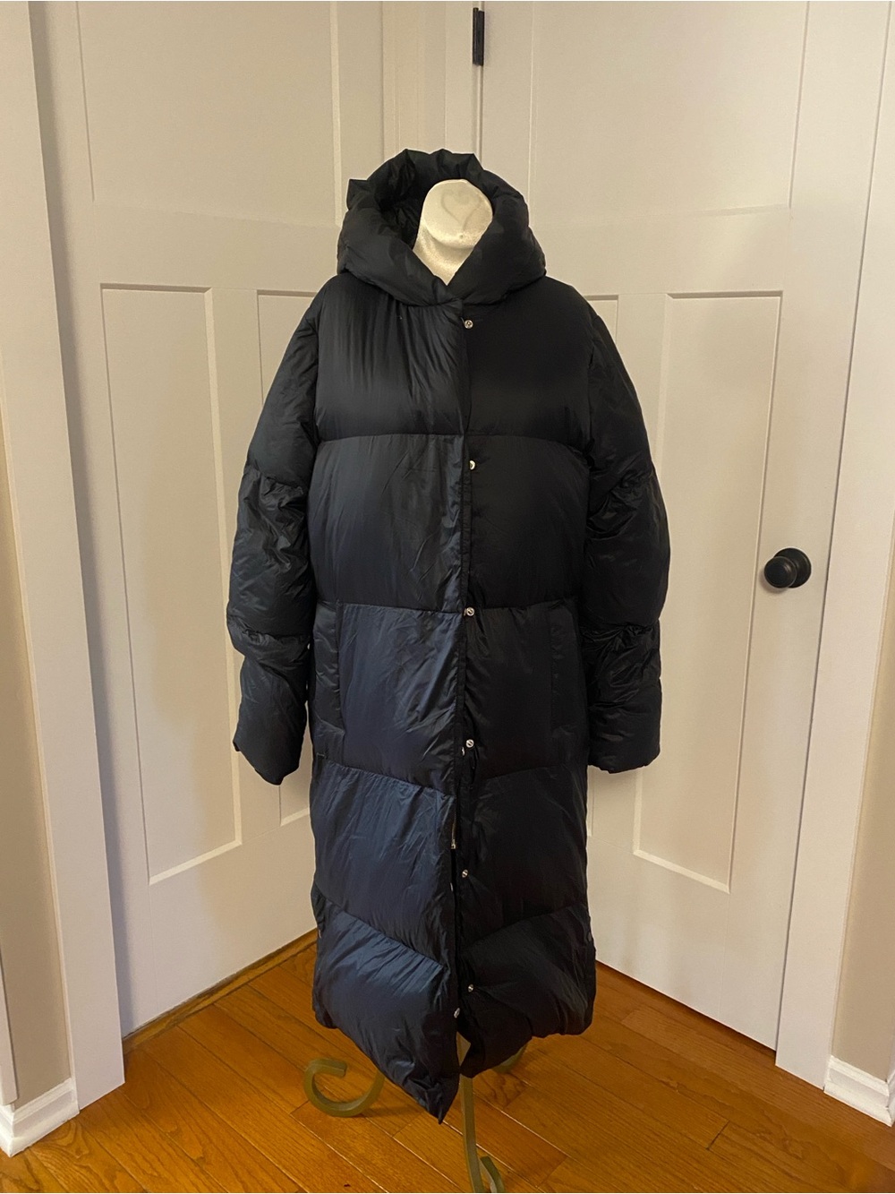 Abercrombie & fitch NWT down filled Long Black Puffer hooded parka jacket S tall
